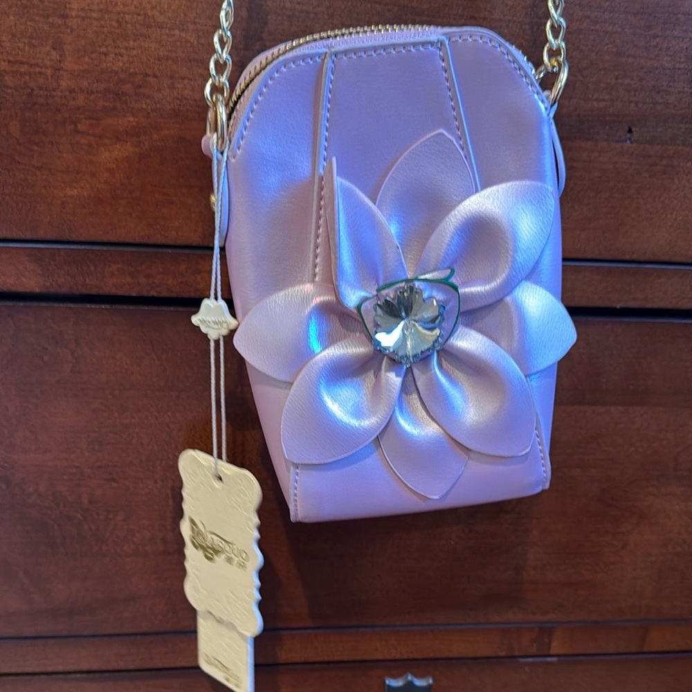 Pink Boxy Floral Bag with Gold Chain
